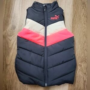 Puma Kids Colorblock Puffer Vest Black Pink White 3T